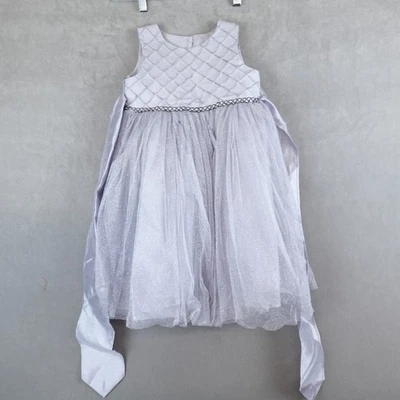 Vestido Formal Marmellata Niñas Talla 4 Plateado Tul Vacaciones Princesa Fiesta Foto 1 de 4