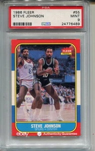1986 Fleer Steve Johnson Card PSA 9 MINT Graded Basketball #55 - Bild 1 von 2