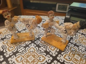 Two Children Karate Resin Figure 3” Black And Purple Belt. 2 Figures  - Picture 1 of 5