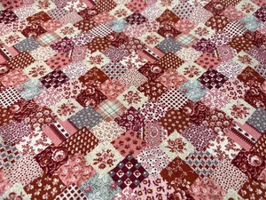 Vintage Cranston Print Works Patchwork Floral Cotton Fabric 15" x 44" Red & Pink - Picture 1 of 8