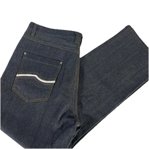 Pantalones de mezclilla para hombre Y2K Enyce hip-hop rectos holgados lavado oscuro bordados 40x34 - Imagen 1 de 16