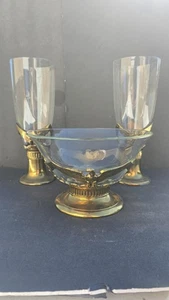 Philadelphia Mfg Co ottone aquila vetro uragano coppia e ciotola composta set made USA - Foto 1 di 24