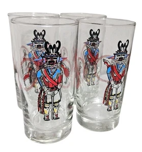 Vintage Hopi Kachina Doll Glasses Libbey Tumblers Clear Traditional Set Of 4 - Picture 1 of 10