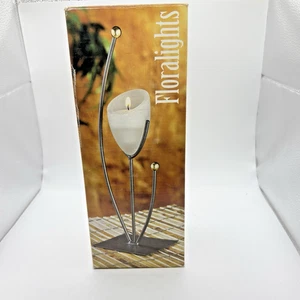 Portacandele votivo vintage florealights art deco metallo interno casa 11" - Foto 1 di 15
