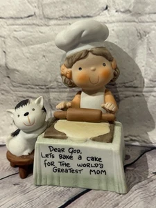 Vintage 1983 Enesco Dear God Kids Lets Bake A Cake  Porcelain Figurine - Picture 1 of 9