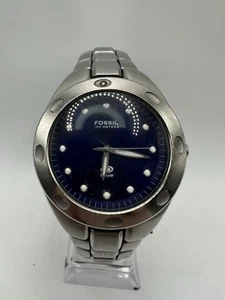 Fossil Blue Mens Vintage Watch Stainless Steel Waterproof 100 Meters AM-3319 - Picture 1 of 10