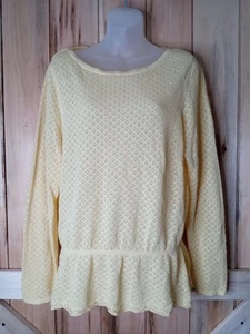 Suéter ModCloth para mujer 2X amarillo ojales cuello redondo - Imagen 1 de 5