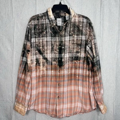 Camisa de flanela feminina CHAPS tamanho XL xadrez branqueado 100% algodão manga comprida (I) - Imagem 1 de 4