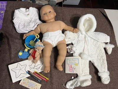 12 Pc Bitty Baby Asian Doll Lot Clothes Black Hair Brown Eyes Summer& Frosty Fun - Image 1 of 4