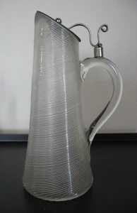 Petit pichet couvert à miel en verre soufflé torsadé - 19ème - verre spiralé - Picture 1 of 13
