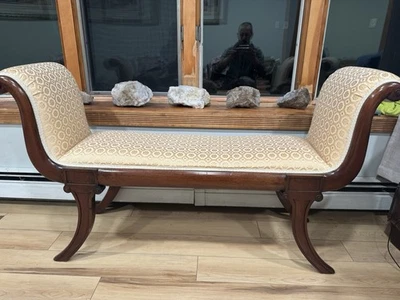 Louis XVI Style Scroll Arm Window Bench.  A Truly Beautiful Piece Of Furniture. - Image 1 of 4