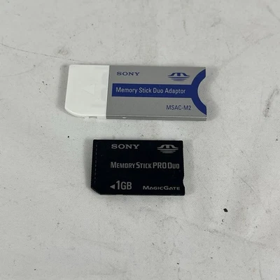 Sony Memory Stick PRO Duo 1 GB Card MSX-M1GST With Adapter MSAC-M2 Used - Image 1 of 3