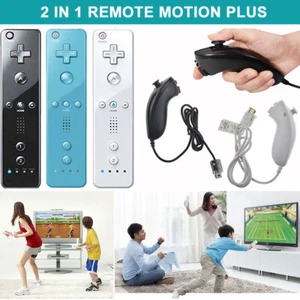 Built in Motion Plus Remote Controller & Nunchuck w/ Case for Nintendo Wii Wii U - Picture 1 of 27