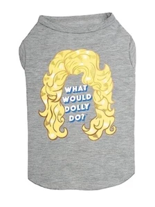 Dog T-Shirt- Doggy Parton- "What Would Dolly Do"- Grey- Size Small-NEW - Picture 1 of 6