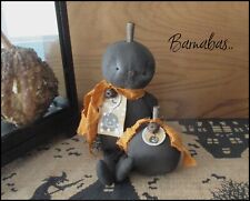 Primitive Black Jack-O-Lantern Pumpkin Doll & Pumpkin - Barnabas Halloween Fall.
