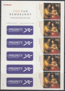 NETHERLANDS Sc # 1030.1 CPL MNH SELF-ADHESIVE SHEET x 6 of  REMBRANDT PAINTING - Picture 1 of 1