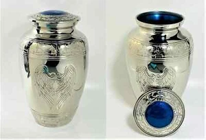 Silver Cross Cremation Urns for Human Ashes - Adult Funeral Memorial Urn - Picture 1 of 4