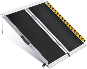 Portable Wheelchair Ramp 3Ft,Non Skid Aluminum Folding Wheelchair Ramp Handicap - Picture 1 of 6