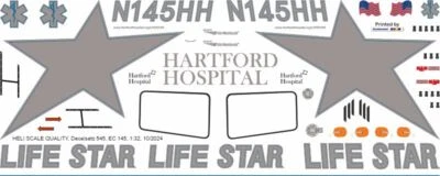 Decal 545 Eurocopter EC 145 Hartford Hospital Life Star N145HH - Image 1 of 2