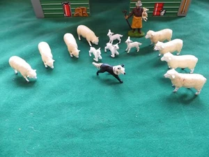 VINTAGE BRITAINS LTD FARM TOYS KERRY HILL SHEEP SHEPHERD LAMBS DOG 1:32 UK - Picture 1 of 10