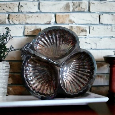 Vintage Wallace Silver Plated 3-Part Handled Serving Bowl in Baroque Pattern - Image 1 of 4