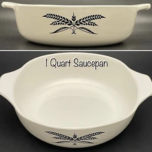 Cacerola de gavilla de trigo negro Anchor Hocking 1963-68 hecha en EE. UU. 1 cuarto - Imagen 1 de 6