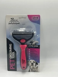 Pat Your Pet Deshedding Brush - Double-Sided Undercoat Rake for Dogs & Cats - Picture 1 of 2