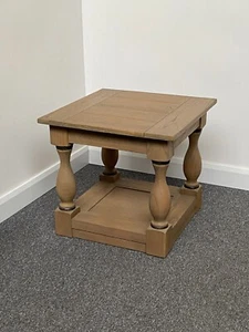 Hudson Rustic Solid Wood & Wrought Iron Metal Side Table: Chunky With Shelf £249 - Picture 1 of 12