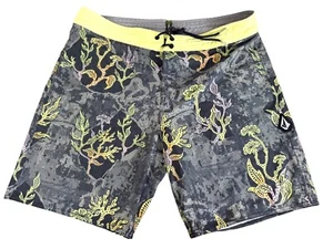 Volcom Stoneys Boardshorts Men's Size 38 Gray and Yellow Beach Surf Skate - Picture 1 of 15