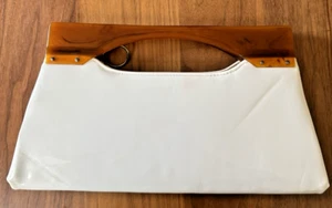 Cartera/bolso de mano MCM MOD de cuero blanco de colección años 60 asas Lucite y compartimento con cremallera - Imagen 1 de 20