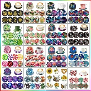 DIY Diamond Art Coasters Set 8pcs Animal Flower Cup Pads with Holder Kit - Picture 1 of 45