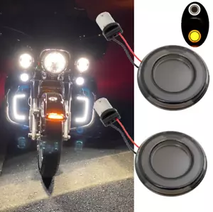 2x LED 1157 Turn Signal Blinker Light White Amber For Harley Street Glide Dyna - Picture 1 of 12