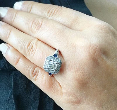 GIA H-VS2 18k White Gold Asscher Cut Diamond Engagement Halo Ring 1.45ctw - Image 1 of 4