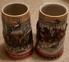 2 Count 1988 Budweiser Beer Steins w/ Logos,  Clydesdales &amp; Wagons, 6.5&quot; Height  for sale