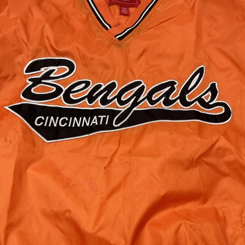 Cincinnati Bengals Mens L Pullover Orange NFL Team Windbreaker Embroidered Logo Cover