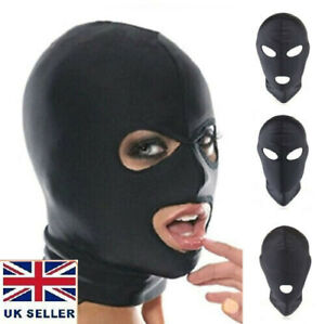 Black Face Mask Elastic Breathable Open Eyes Mouth Spandex Costume Hood Mask