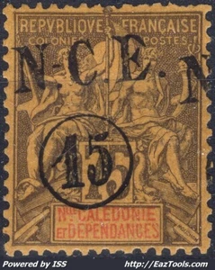 NOUVELLE CALEDONIE TYPE GROUPE N° 57 SURCHARGE A CHEVAL NEUF * AVEC CHARNIERE - Picture 1 of 2