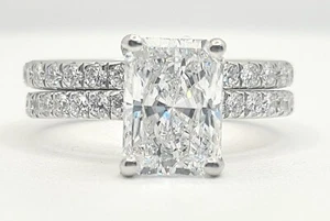 4.04 Ct E VS1 Lab Grown Radiant Diamond Ring With Band IGI Certified Diamond - Picture 1 of 8