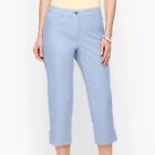 Womens Talbots Perfect Skimmer Pants Size 16p Blue Capri Summer Beach Chino  NEW
