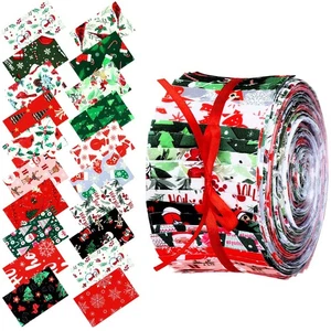 Tegeme 40 Pcs Christmas Jelly Fabric for Quilting Strips, 2.55 Inch Xmas roll, - Picture 1 of 6