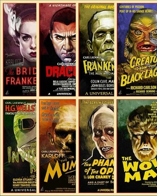 Universal Monsters Poster Set – Classic Horror Movie Icons Art. Halloween Poster - Image 1 of 4