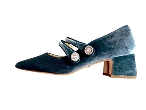 Sam Edelman Women Teal Velvet With Double Strap Crystal Button Mary Jane 6 NWOB - Picture 1 of 8