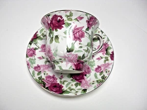 Tazza da tè e piattino Grace - Rose rosse e rosa Bone China - FAI UN'OFFERTA! - Foto 1 di 10