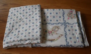 SPRING INDUSTRIES CHEATER FABRIC LOT baby nursery BLUE BLOCKS PANEL 4+ YARDS - Picture 1 of 11