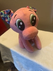Pink Pig Plush Stuffed Animal Blue Eyes Long Lashes Eye Shadow Peek A Boo 9" - Picture 1 of 4