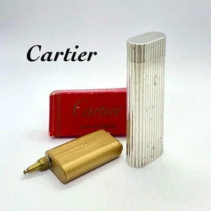Cartier Oval Stripe Gas Feuerzeug Silber mit Ersatztank - Bild 1 von 10