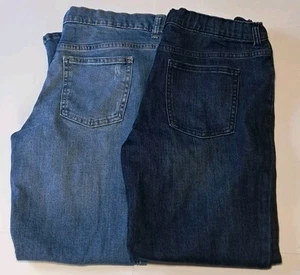 Lot of 2 Wonder Nation Boys 14 Husky Straight Fit Denim Jeans Adjustable - Picture 1 of 9