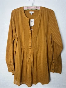 J Jill NEU LGMustard gelb Clip-Dot Popover Tunika Top strukturiert Cottagecore Boho - Bild 1 von 6