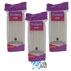 Sculpey Premo Polymer White Clay - Oven-Baked Clay 8 Ounce Pack of 3 - Picture 1 of 3