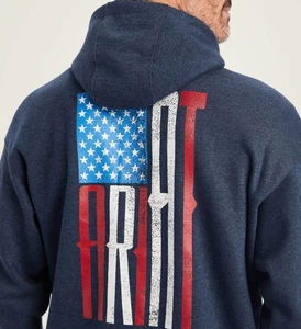 NWT Men’s Ariat Hoodie Size XXL Blue American Flag Workwear Outdoor - Picture 1 of 8